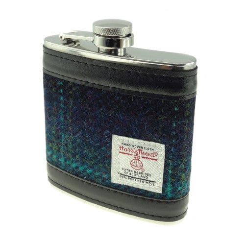 Glen Appin – Hip Flask – Harris Tweed Blue – 177 ml - Mood4whisky