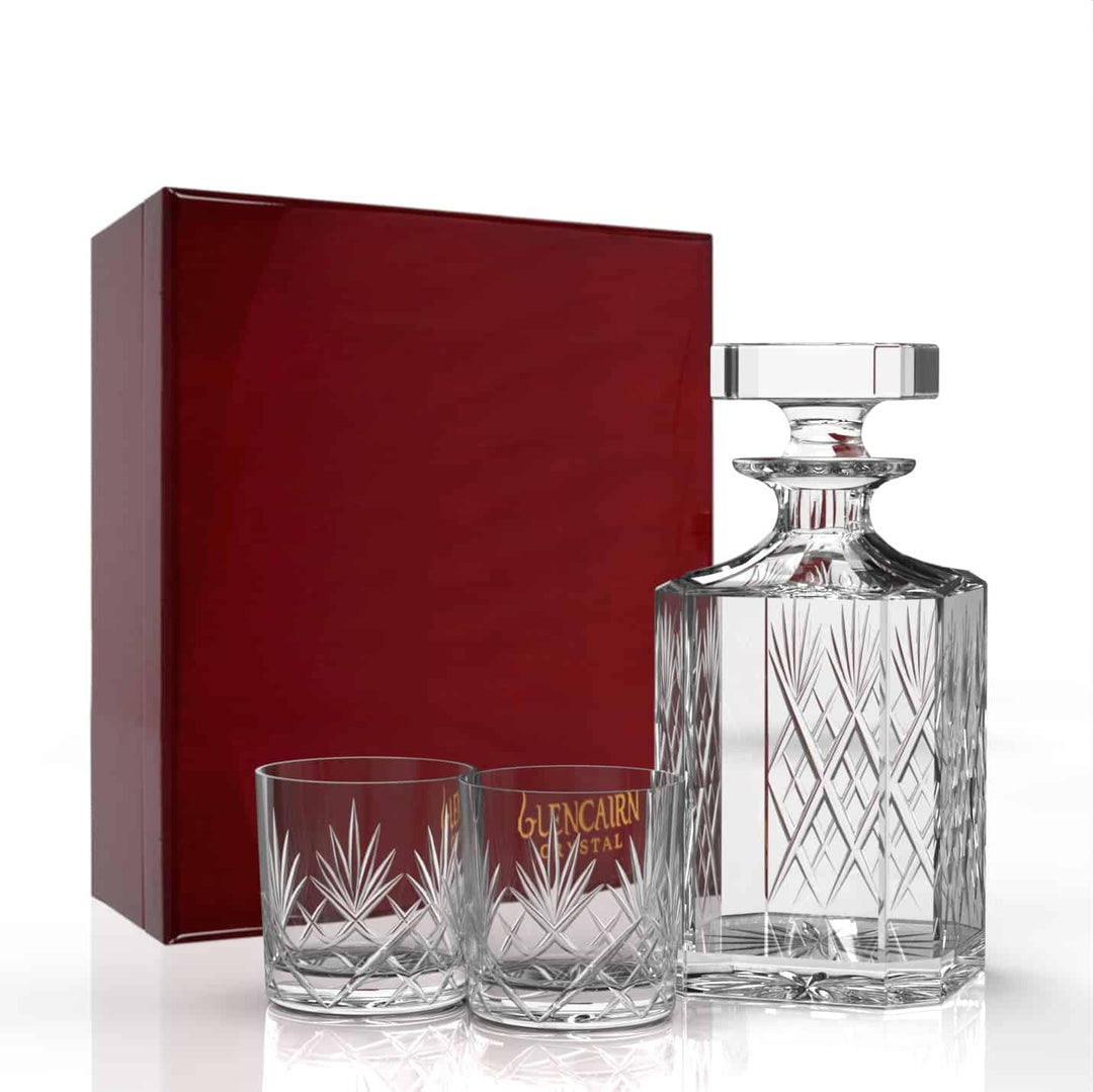 Glencairn – Decanter Gift Set – Crystal – Wooden Box – 3 Pieces - Mood4whisky