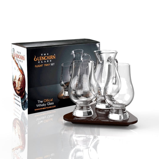 Glencairn – Flight Tray Whisky Set – Oak and Crystal – 3 Pieces - Mood4whisky
