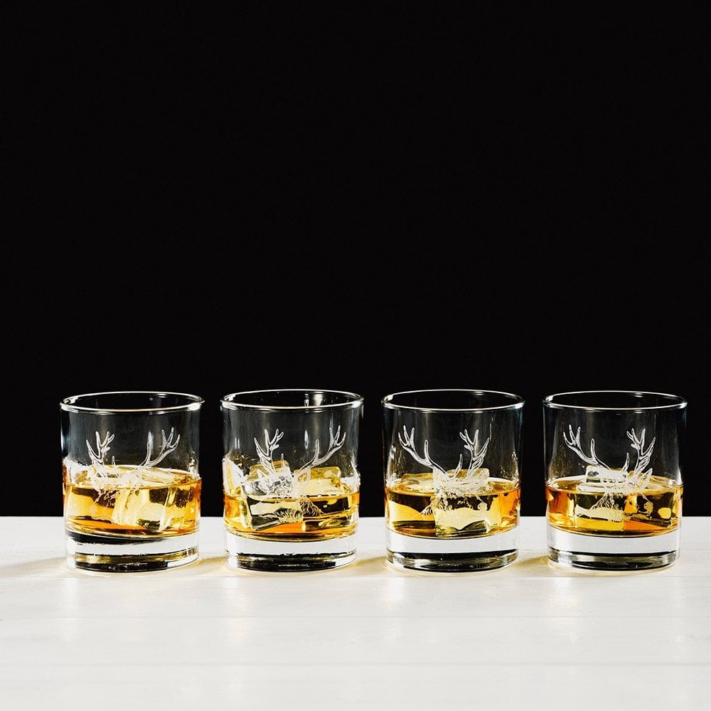 Just Slate – Whisky Tumblers – Stag Engraving – Set of 4 - Mood4whisky