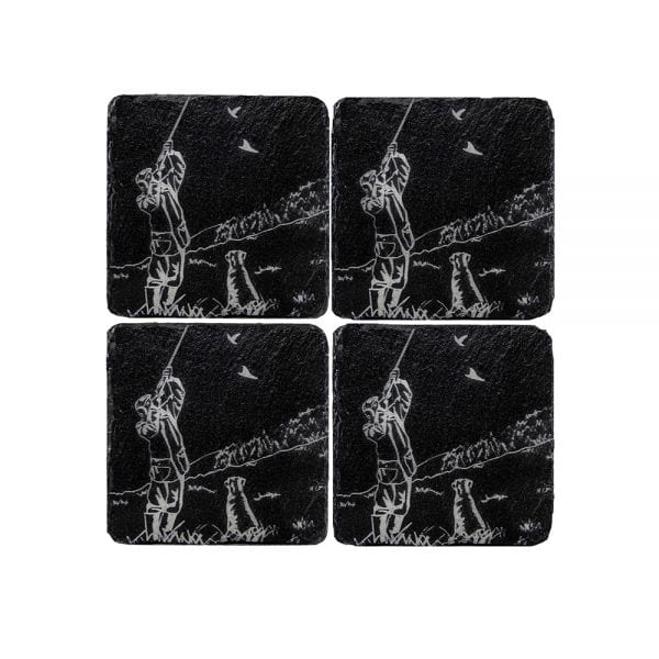 In this photo 4 Slate Coasters Hunting Mood4Whisky