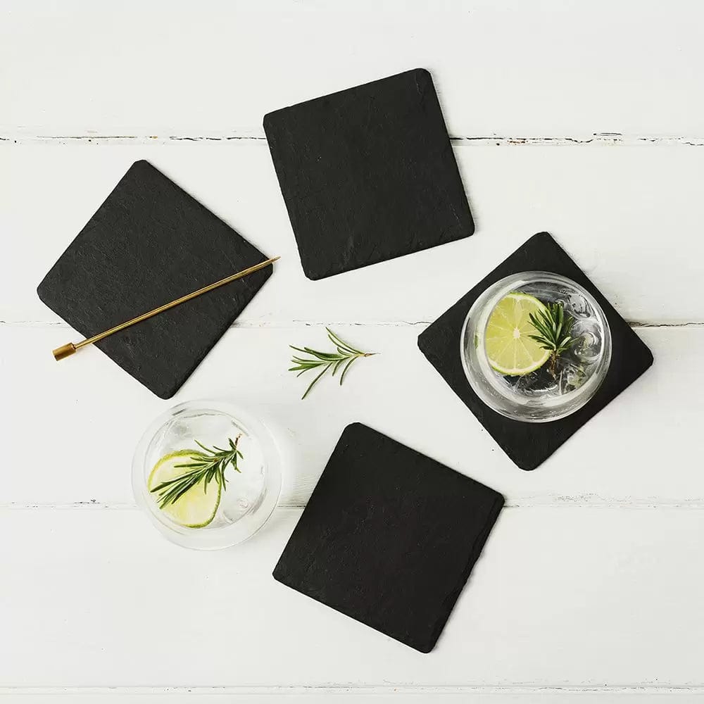 In this photo 4 Slate Coasters Square Blank Mood4Whisky