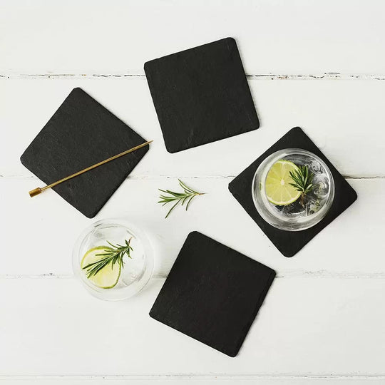 In this photo 4 Slate Coasters Square Blank Mood4Whisky