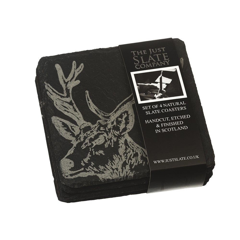 In this photo 4 Slate Coasters Stag Mood4Whisky