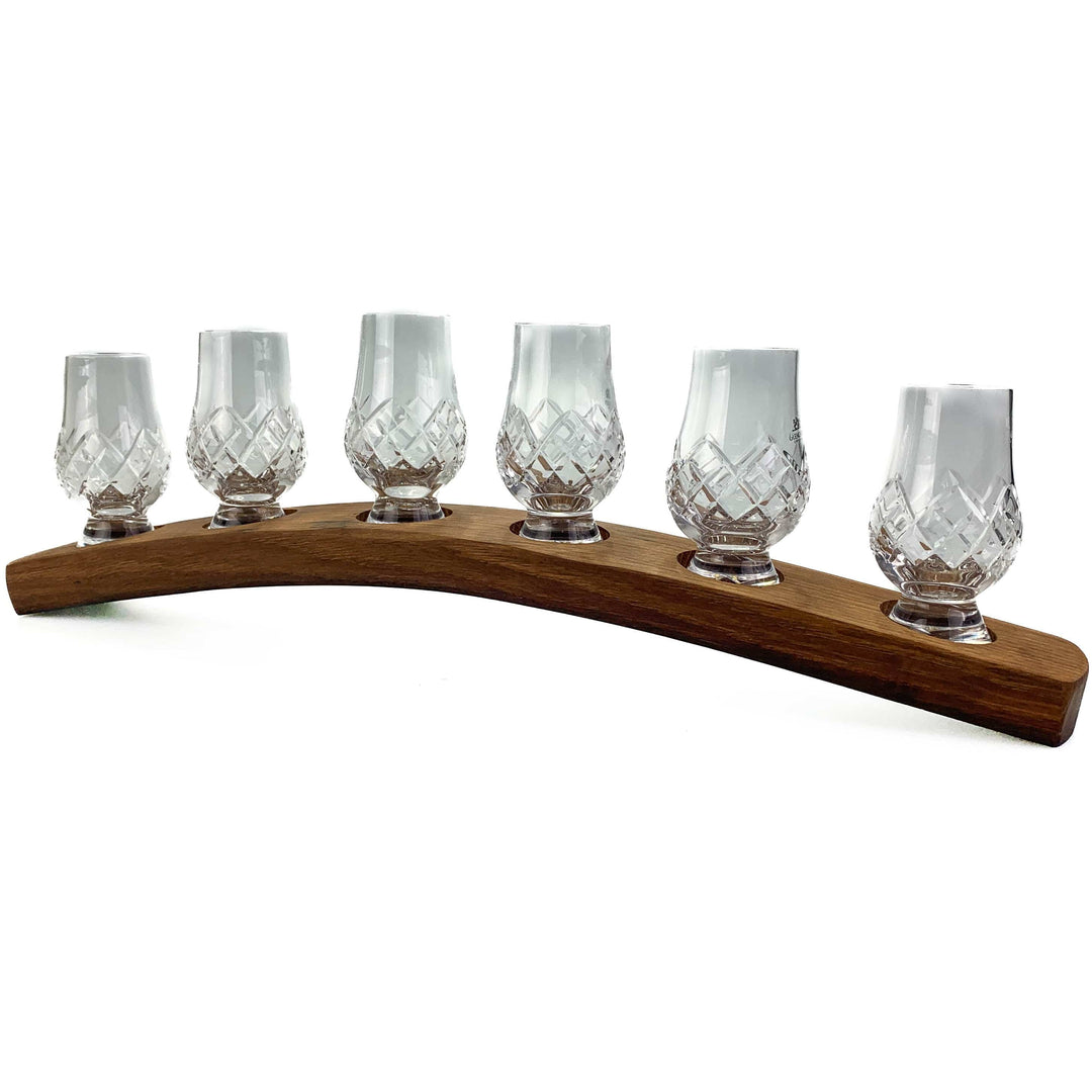 In this photo Darach glass holder with 6 Glencairn Cut glasses Mood4Whisky