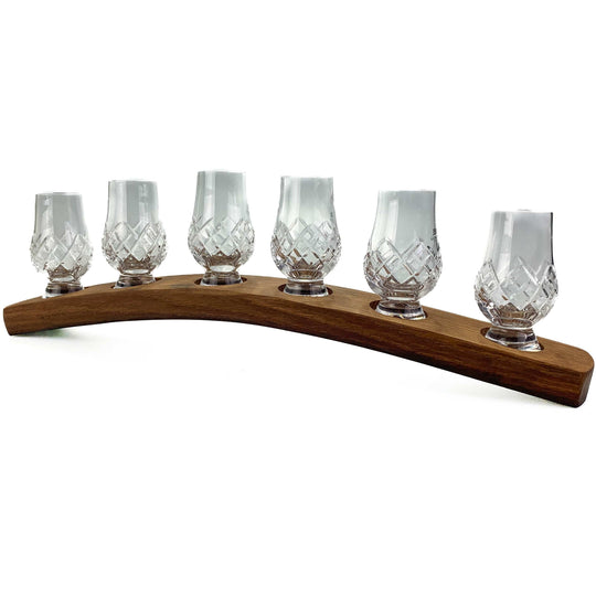 In this photo Darach glass holder with 6 Glencairn Cut glasses Mood4Whisky