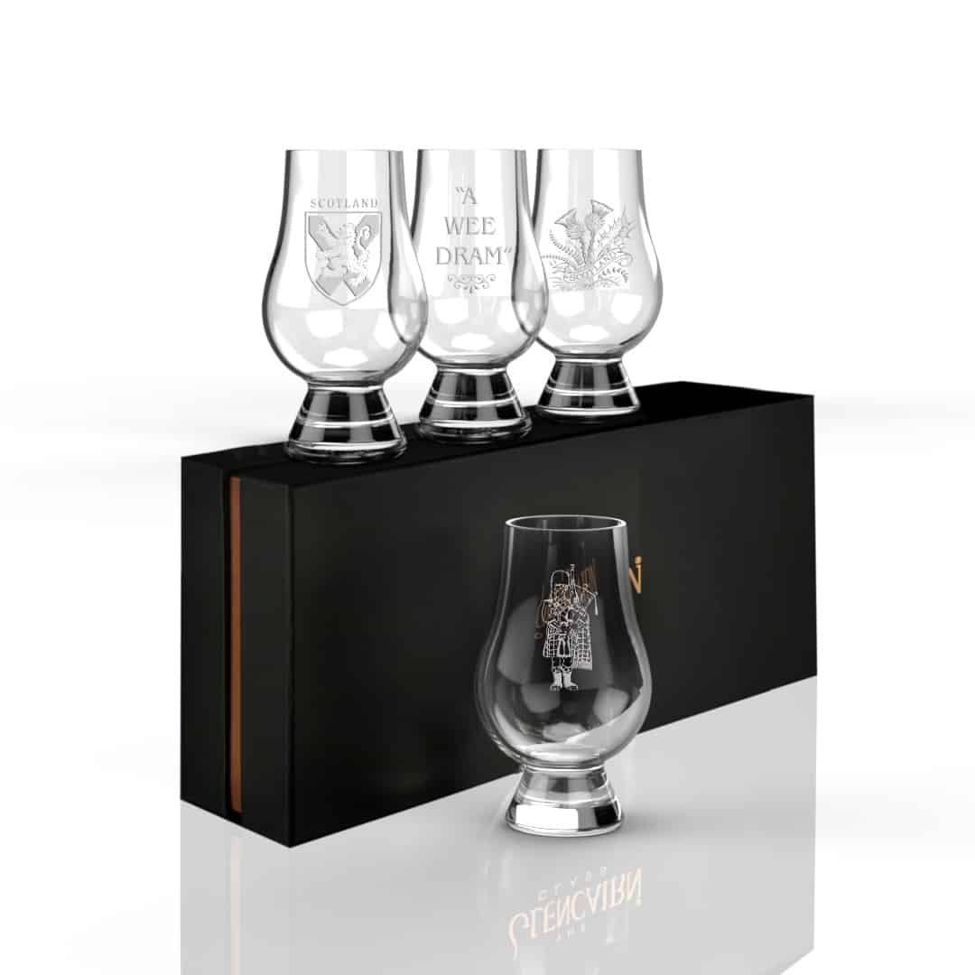 In this photo Glencairn Glass – Scottish Gift Set of 4 Mood4Whisky