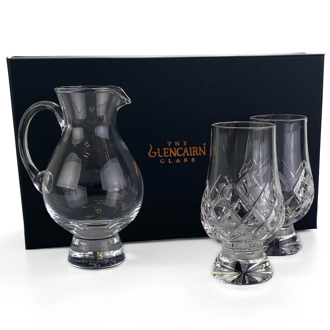 In this photo Glencairn Water Jug Gift Set with 2 Cut Glasses Mood4Whisky