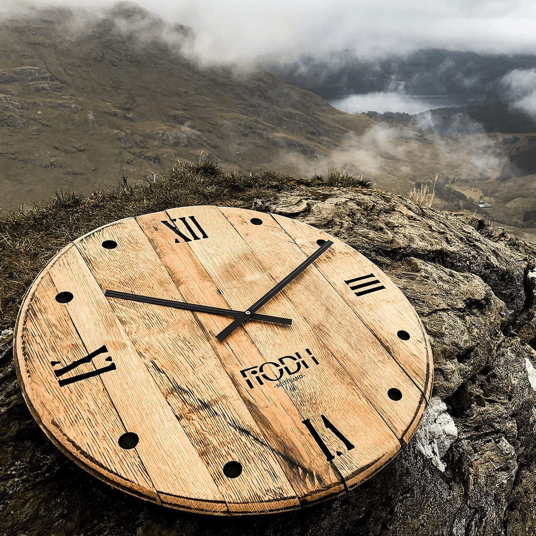 In this photo Large Vintage Clock from old whisky barrels Mood4Whisky