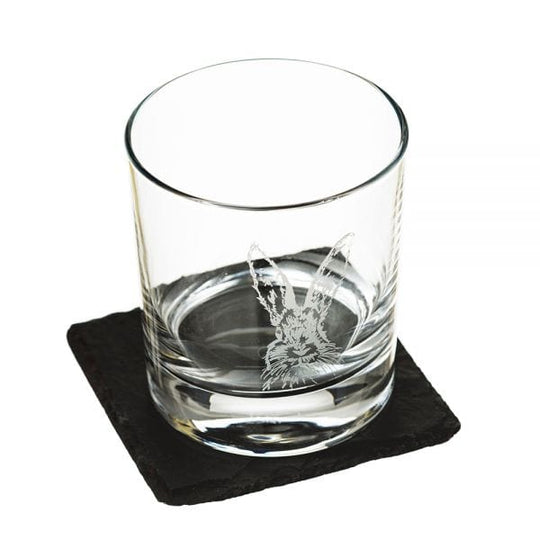 In this photo Tumbler & Slate Coaster Gift Set Hare Mood4Whisky