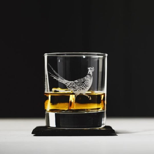 In this photo Tumbler & Slate Coaster Gift Set Pheasant Mood4Whisky