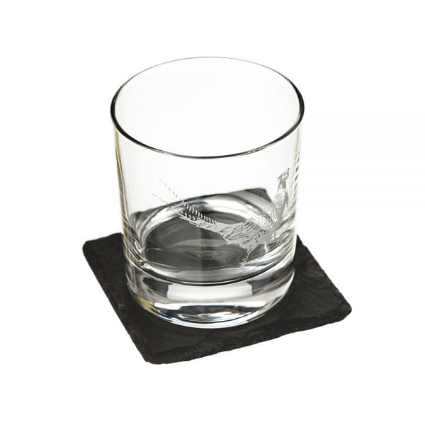 In this photo Tumbler & Slate Coaster Gift Set Pheasant Mood4Whisky