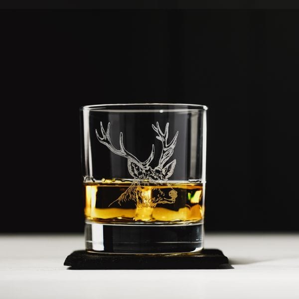 In this photo Tumbler & Slate Coaster Gift Set Stag Mood4Whisky