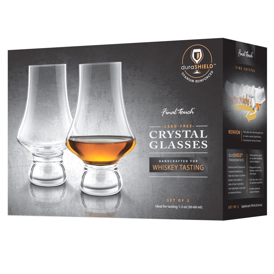 In this photo Whiskey Glass set of 2 - 195ml - Lead Free Crystal - Handmade - Final Touch Mood4whisky