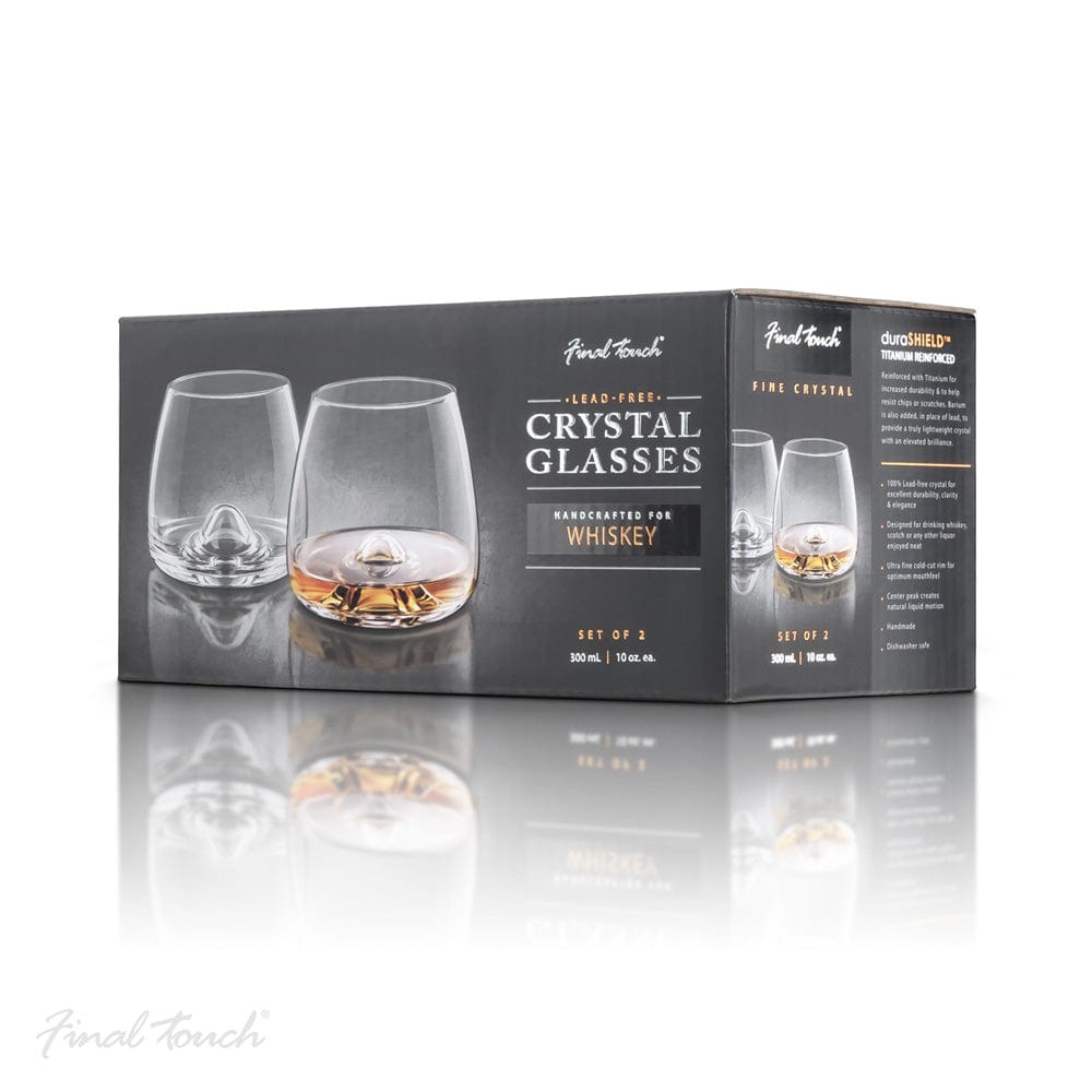 In this photo Whiskey Glass Tumbler set of 2 - 300ml - Lead Free Crystal - Handmade - Final Touch Mood4whisky