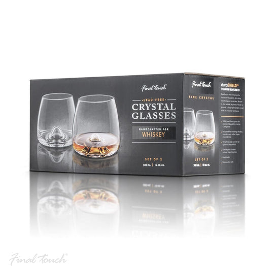 In this photo Whiskey Glass Tumbler set of 2 - 300ml - Lead Free Crystal - Handmade - Final Touch Mood4whisky