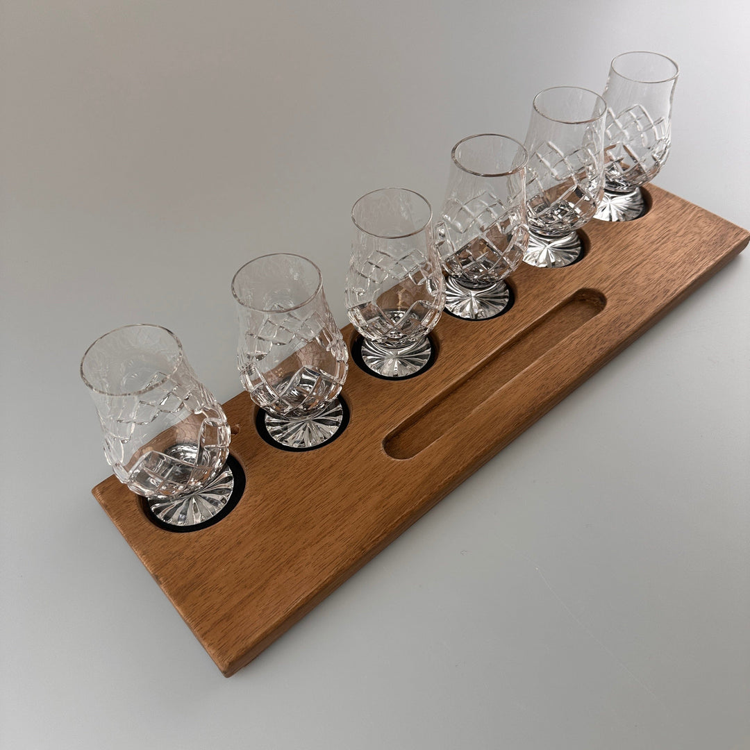 In this photo Whisky Glass Holder Wide with Glassware - Handmade - E.W.B. Belgium Mood4Whisky