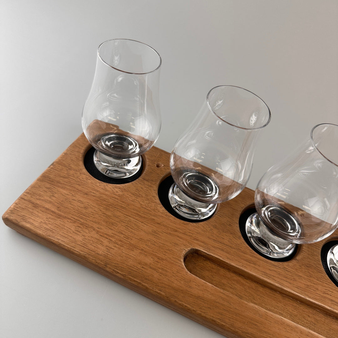 In this photo Whisky Glass Holder Wide with Glassware - Handmade - E.W.B. Belgium Mood4Whisky