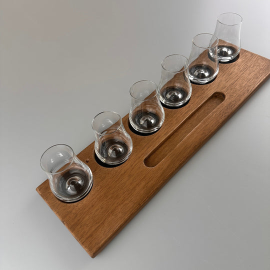 In this photo Whisky Glass Holder Wide with Glassware - Handmade - E.W.B. Belgium Mood4Whisky