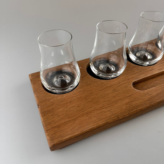 In this photo Whisky Glass Holder Wide with Glassware - Handmade - E.W.B. Belgium Mood4Whisky