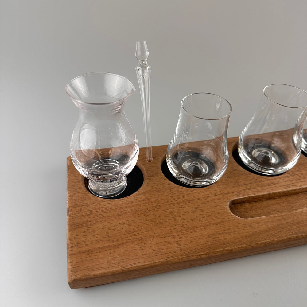 In this photo Whisky Glass Holder Wide with Glassware - Handmade - E.W.B. Belgium Mood4Whisky