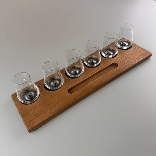 In this photo Whisky Glass Holder Wide with Glassware - Handmade - E.W.B. Belgium Mood4Whisky