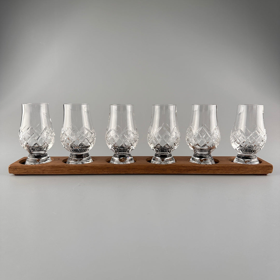 In this photo Whisky glass holder with glassware - Handmade - E.W.B. Belgium Mood4Whisky