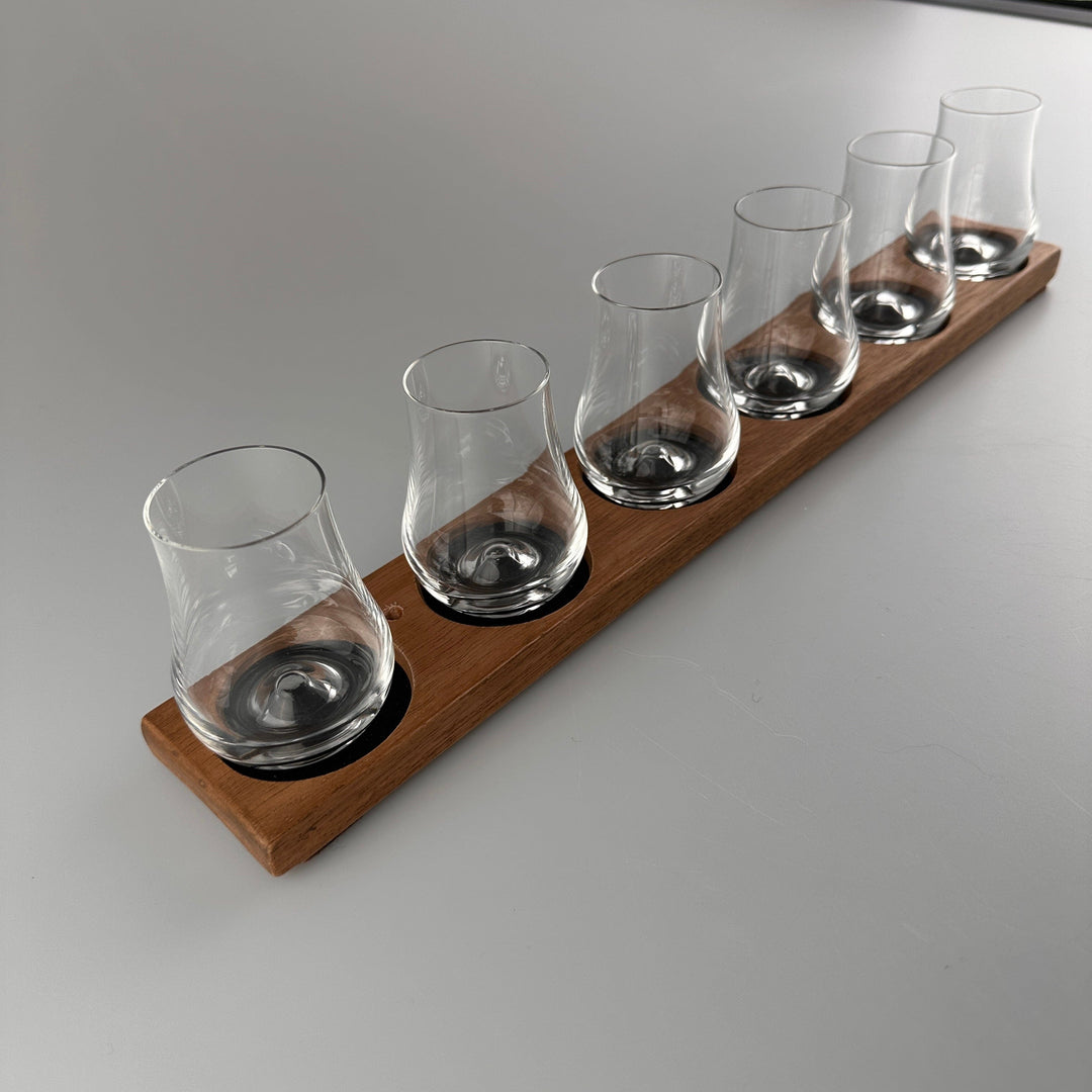 In this photo Whisky glass holder with glassware - Handmade - E.W.B. Belgium Mood4Whisky