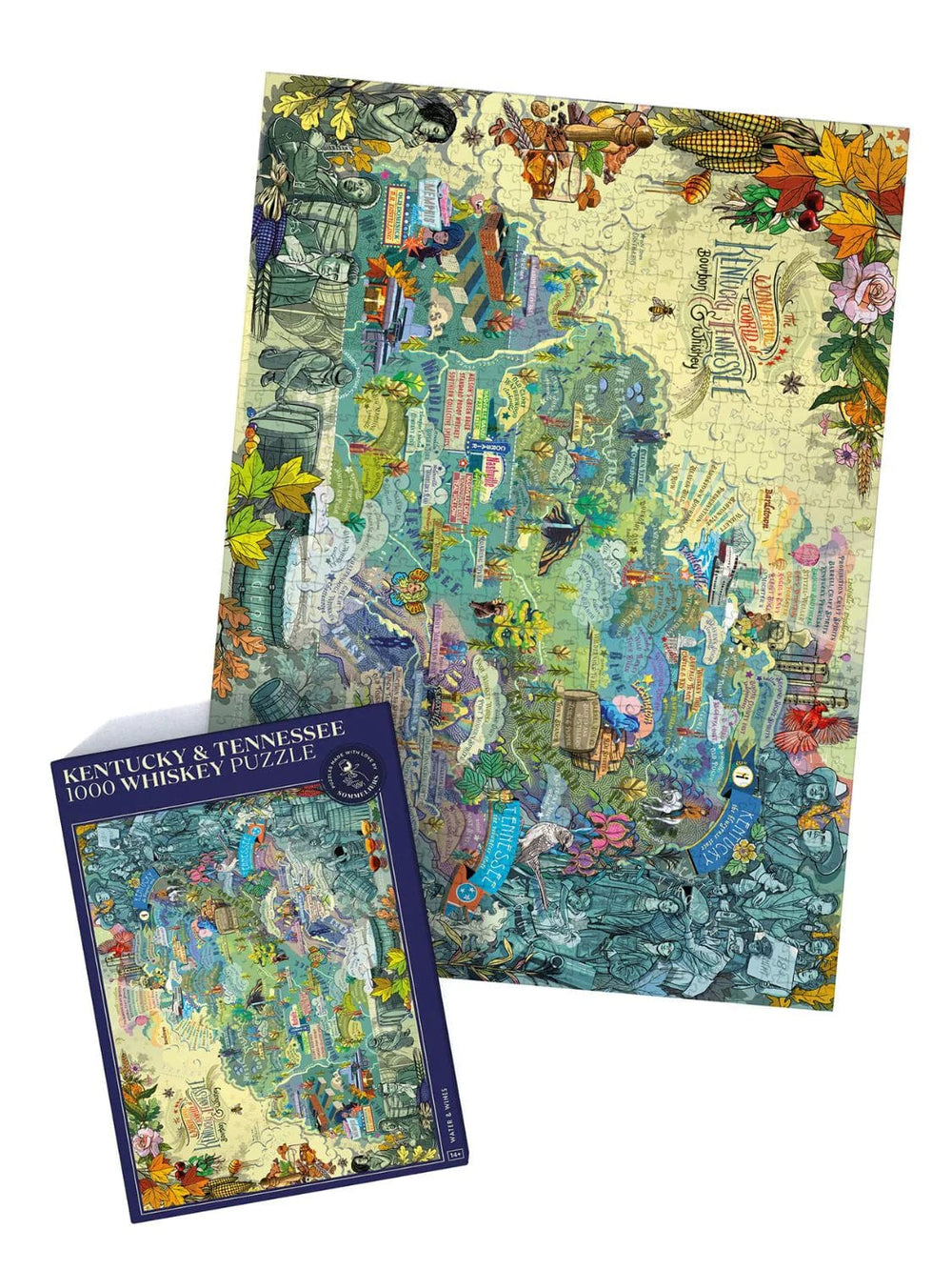In this photo Whisky Puzzle Kentucky & Tennessee - 1000 pieces - 14+ - Water & Wines Sweden Mood4whisky