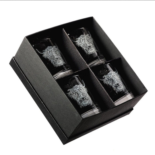 In this photo Whisky Tumblers 4x Highland Cow Mood4Whisky