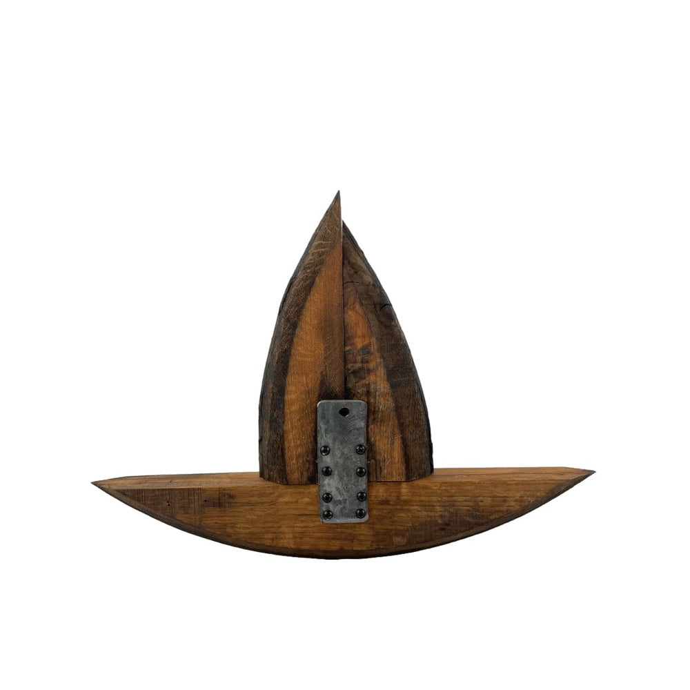 In this photo Wall element sailboat from old whiskey barrels - approx. 20-30 cm - Handmade - Darach Scotland MoodCompanyNL
