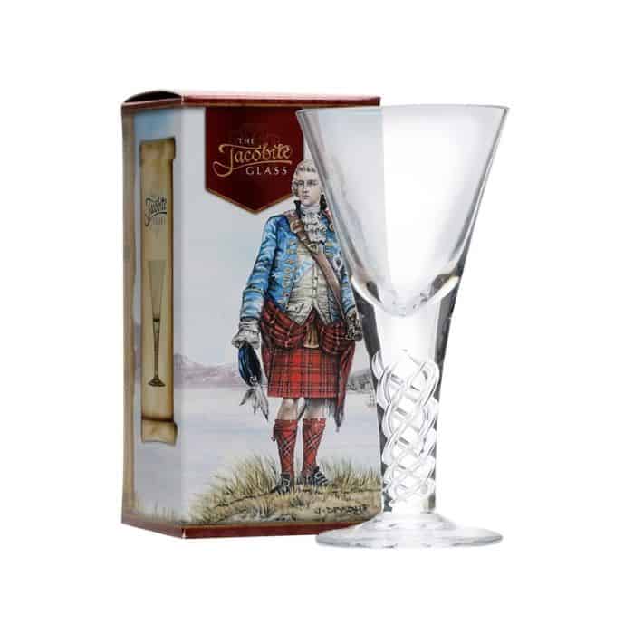 In this photo Whiskey glass Jacobite - Illustrated packaging - Glencairn Crystal Scotland MoodCompanyNL