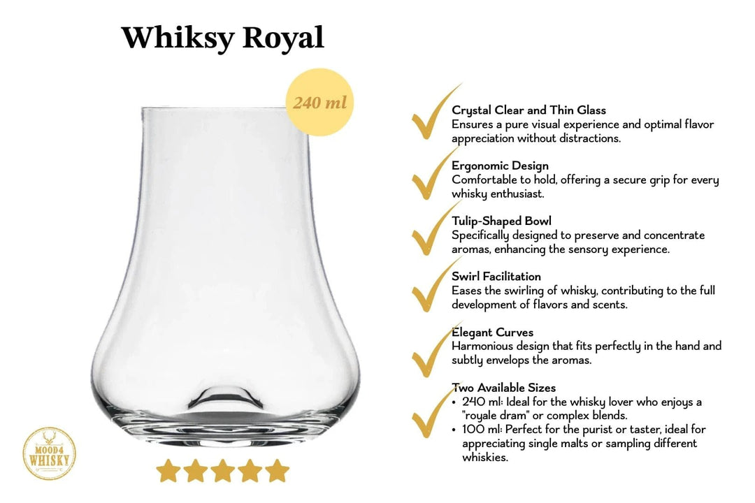 Royal Whisky Glass – Tulip Design – 240 ml – Gift Carton - Mood4whisky