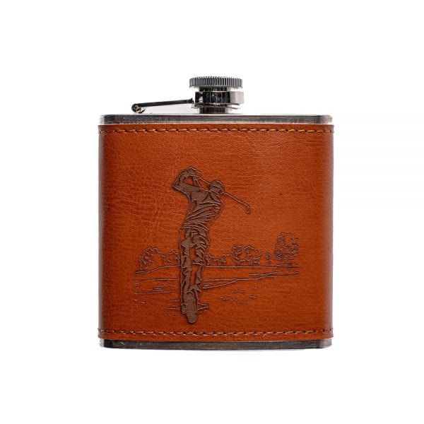 Selbrae House – Hip Flask – Leather – Golf Design – 200 ml - Mood4whisky