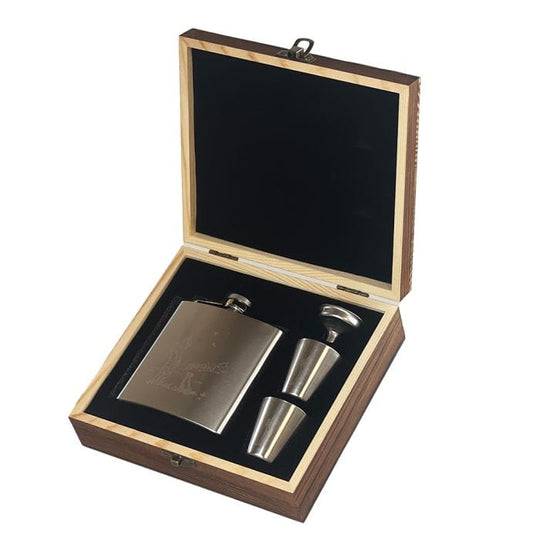 Selbrae House – Hip Flask Set – Metal Engraved – Outdoor Use - Mood4whisky