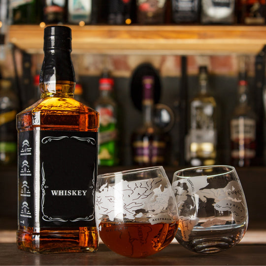 Whiskey Glass – Globe Rockers – High - Quality Glass – Set of 2 - Mood4whisky